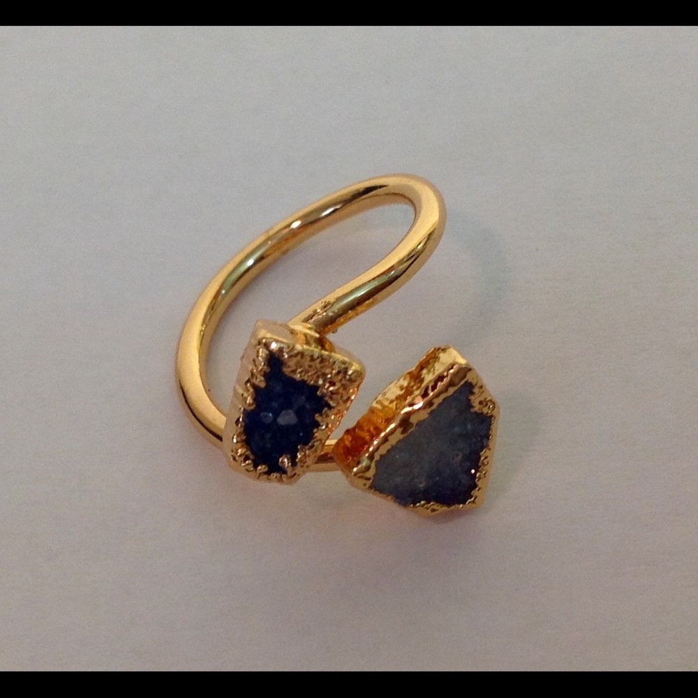Double Druzy Gold Ring